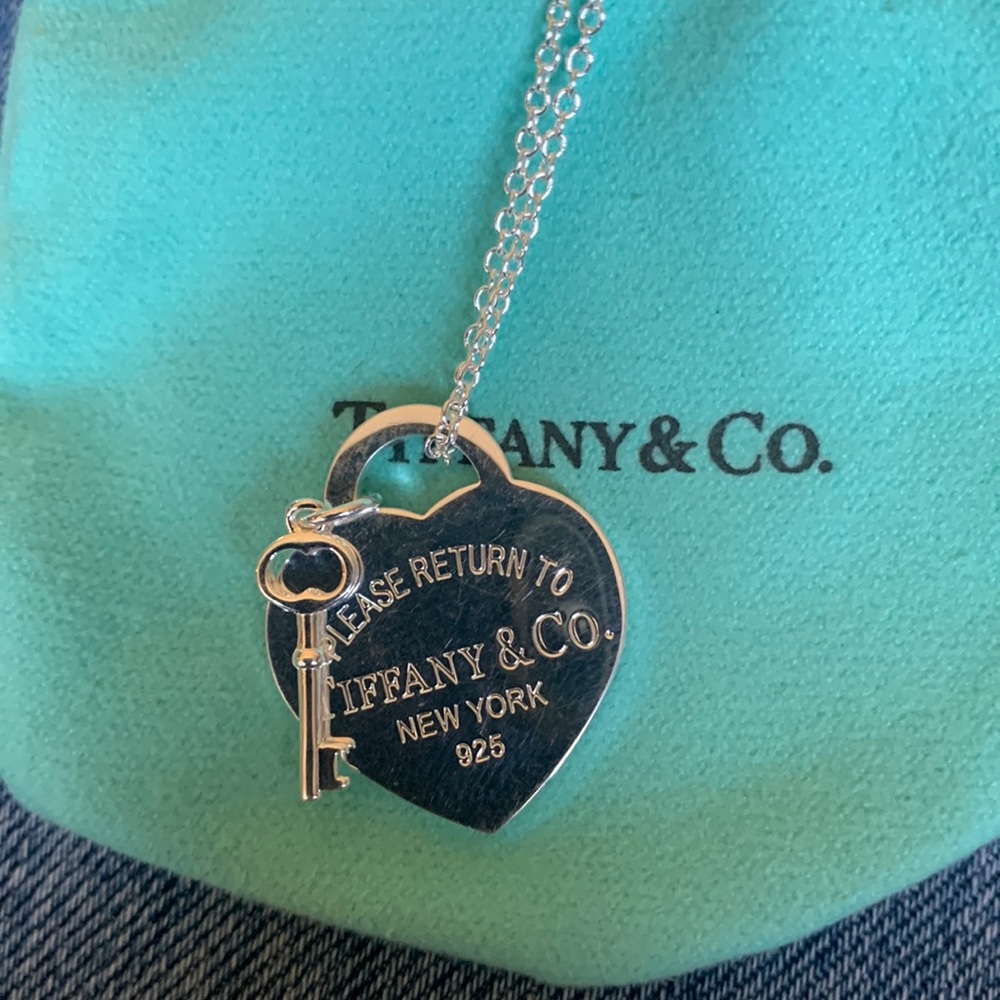 Not Tiffany Heart with Key Necklace